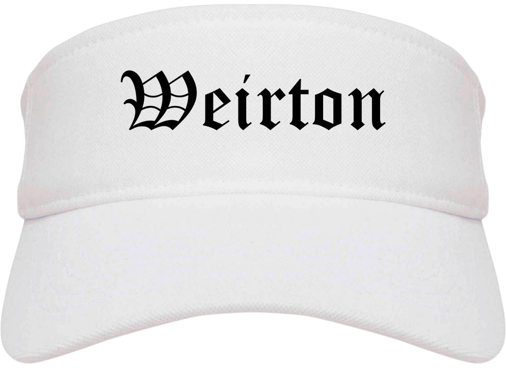 Weirton West Virginia WV Old English Mens Visor Cap Hat White