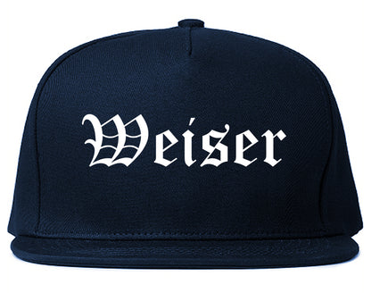 Weiser Idaho ID Old English Mens Snapback Hat Navy Blue