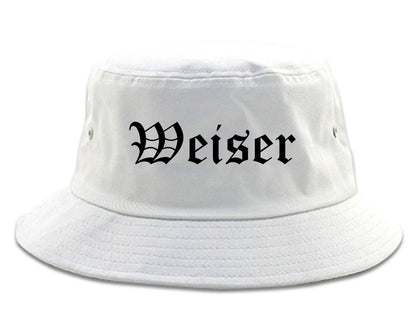 Weiser Idaho ID Old English Mens Bucket Hat White