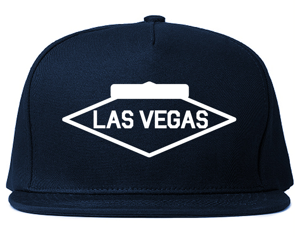 Welcome To Las Vegas Diamond Mens Snapback Hat Navy Blue