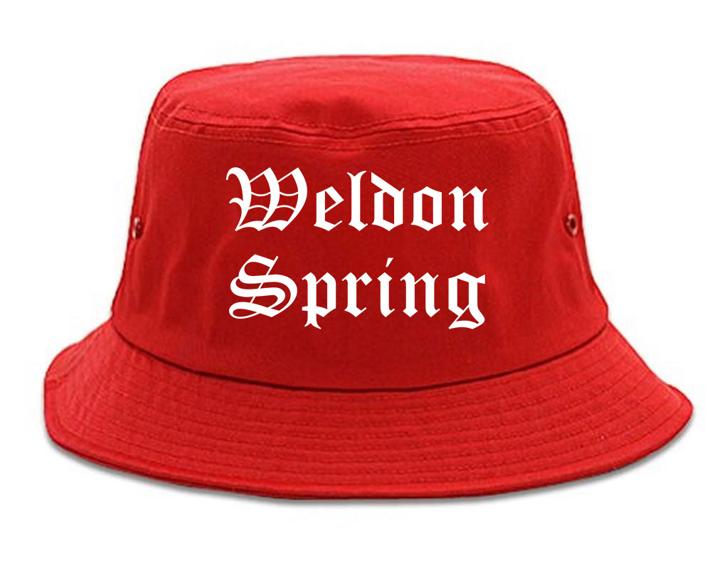 Weldon Spring Missouri MO Old English Mens Bucket Hat Red