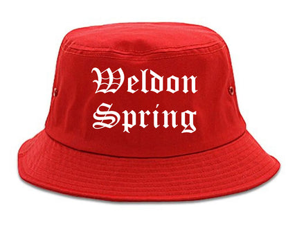Weldon Spring Missouri MO Old English Mens Bucket Hat Red