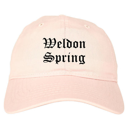Weldon Spring Missouri MO Old English Mens Dad Hat Baseball Cap Pink