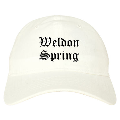 Weldon Spring Missouri MO Old English Mens Dad Hat Baseball Cap White