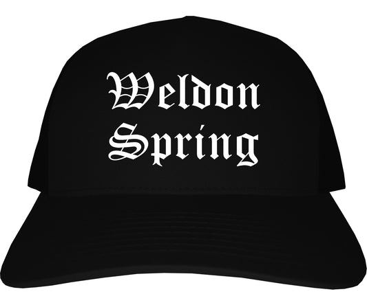 Weldon Spring Missouri MO Old English Mens Trucker Hat Cap Black