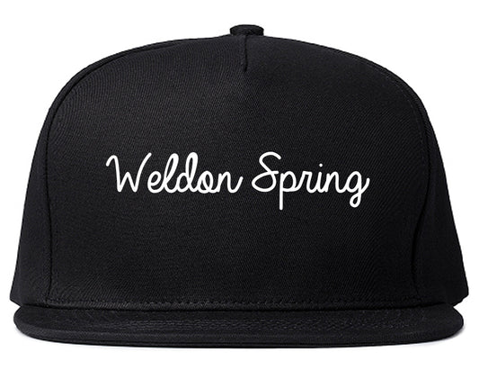 Weldon Spring Missouri MO Script Mens Snapback Hat Black