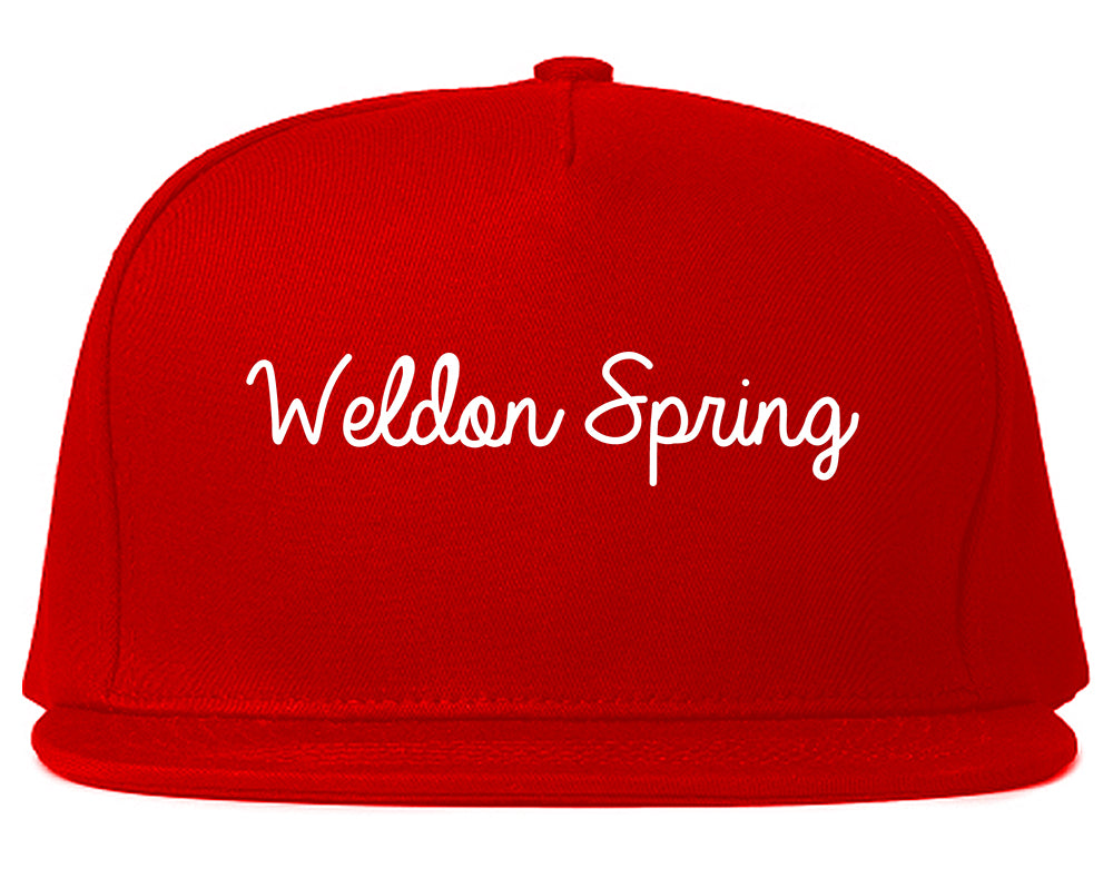 Weldon Spring Missouri MO Script Mens Snapback Hat Red