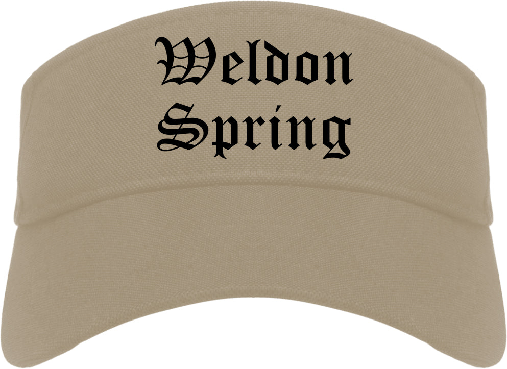 Weldon Spring Missouri MO Old English Mens Visor Cap Hat Khaki