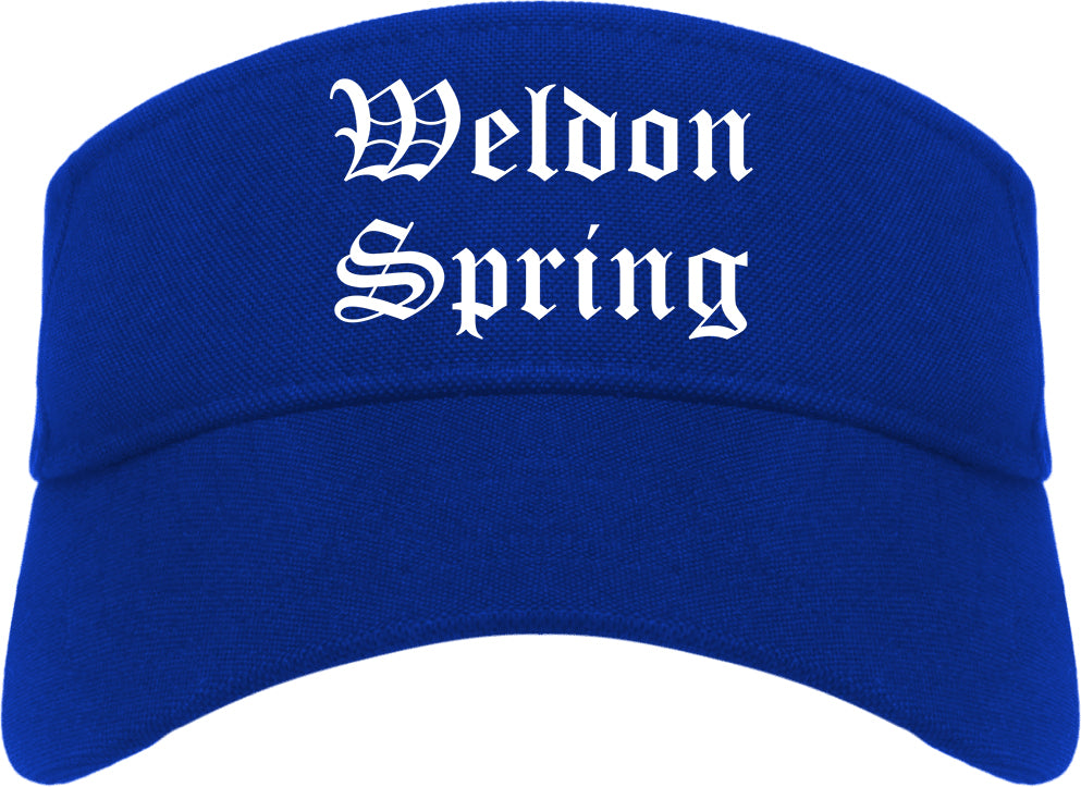 Weldon Spring Missouri MO Old English Mens Visor Cap Hat Royal Blue