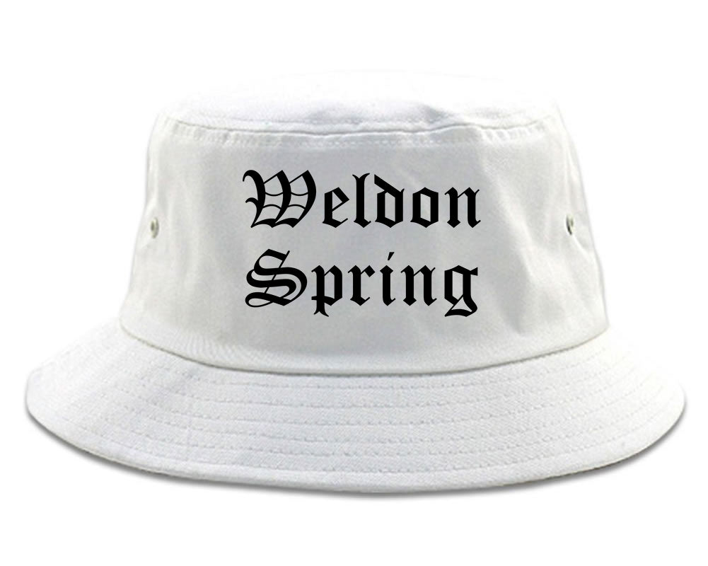 Weldon Spring Missouri MO Old English Mens Bucket Hat White