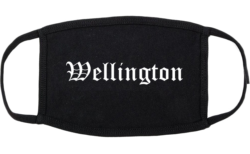 Wellington Colorado CO Old English Cotton Face Mask Black