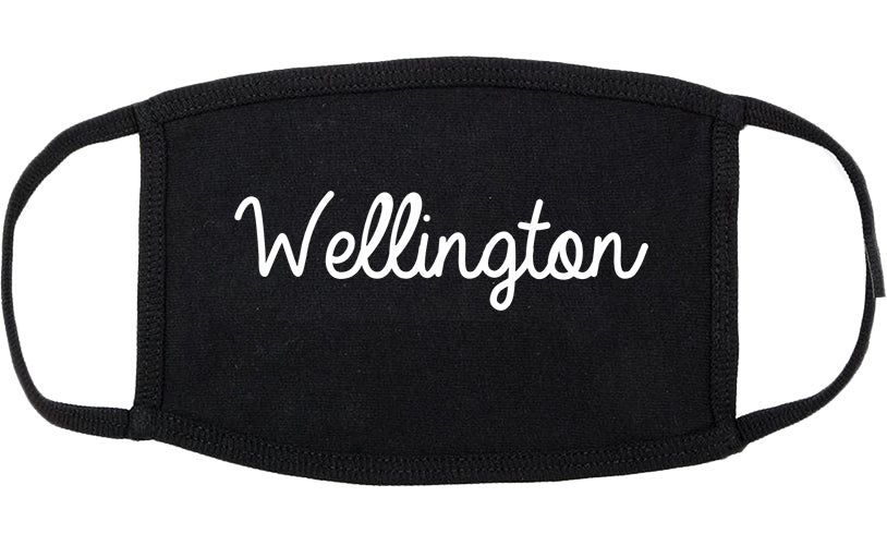 Wellington Colorado CO Script Cotton Face Mask Black