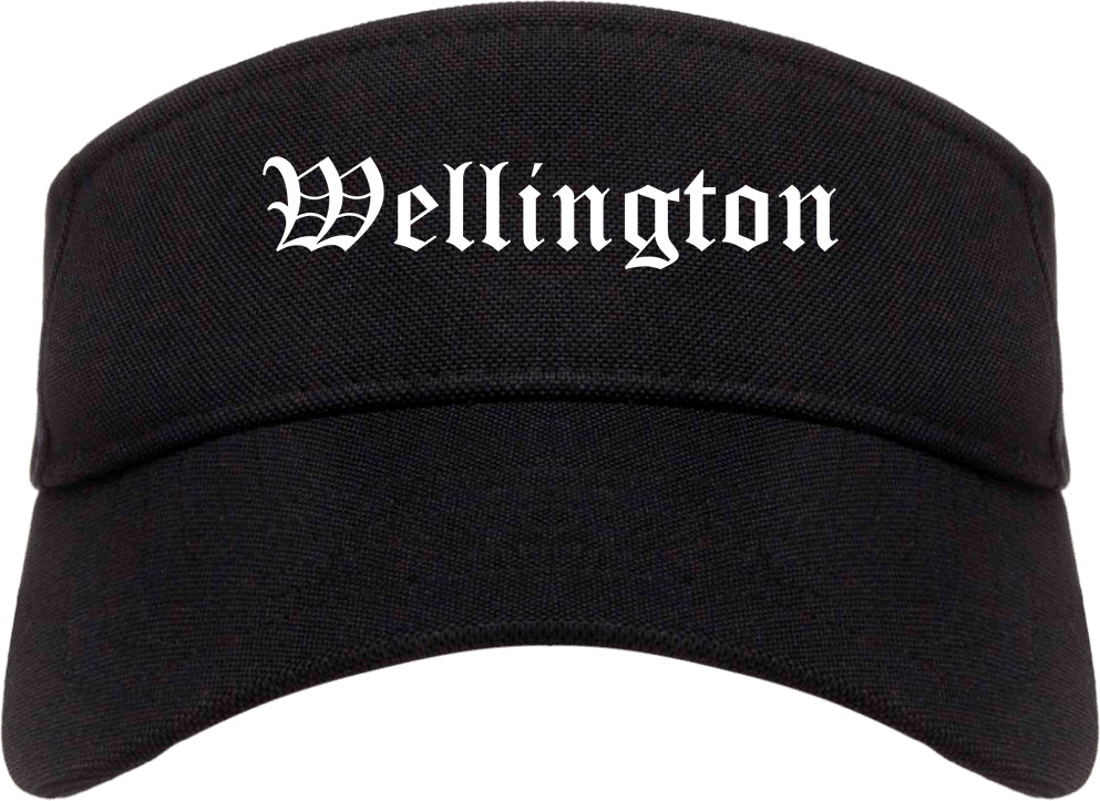 Wellington Colorado CO Old English Mens Visor Cap Hat Black
