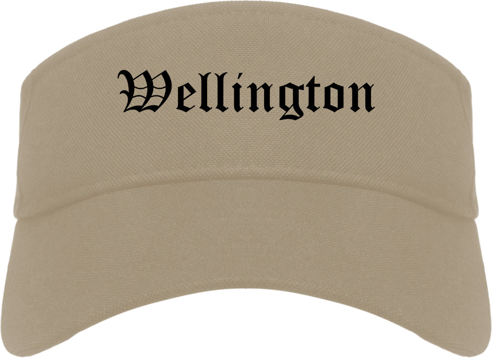 Wellington Colorado CO Old English Mens Visor Cap Hat Khaki
