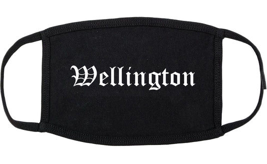 Wellington Florida FL Old English Cotton Face Mask Black