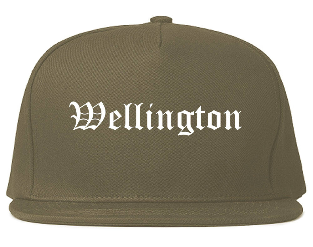 Wellington Kansas KS Old English Mens Snapback Hat Grey