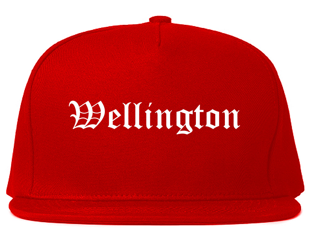 Wellington Kansas KS Old English Mens Snapback Hat Red