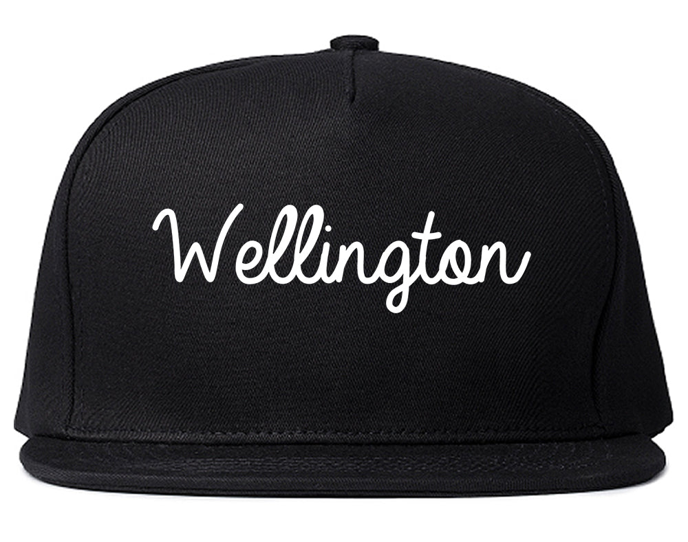 Wellington Kansas KS Script Mens Snapback Hat Black