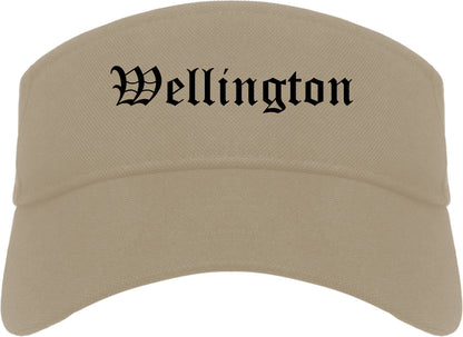 Wellington Kansas KS Old English Mens Visor Cap Hat Khaki