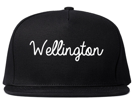 Wellington Ohio OH Script Mens Snapback Hat Black