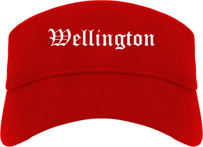 Wellington Ohio OH Old English Mens Visor Cap Hat Red