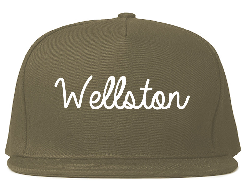 Wellston Ohio OH Script Mens Snapback Hat Grey