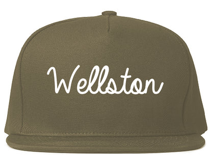 Wellston Ohio OH Script Mens Snapback Hat Grey