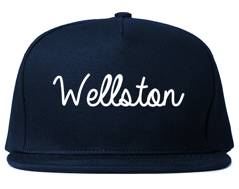 Wellston Ohio OH Script Mens Snapback Hat Navy Blue