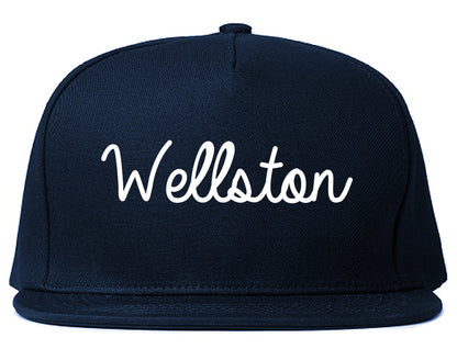 Wellston Ohio OH Script Mens Snapback Hat Navy Blue