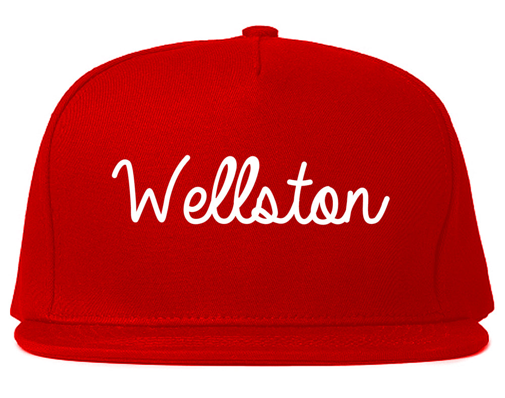 Wellston Ohio OH Script Mens Snapback Hat Red