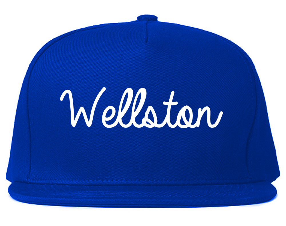 Wellston Ohio OH Script Mens Snapback Hat Royal Blue