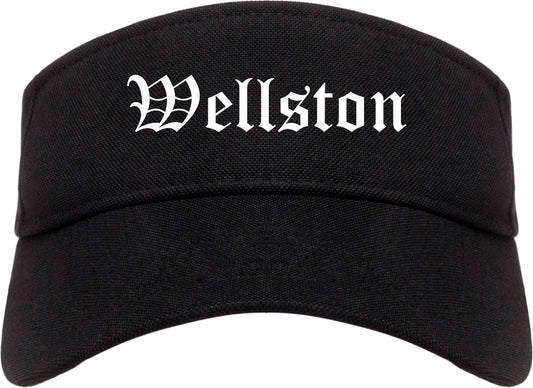 Wellston Ohio OH Old English Mens Visor Cap Hat Black