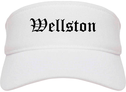 Wellston Ohio OH Old English Mens Visor Cap Hat White