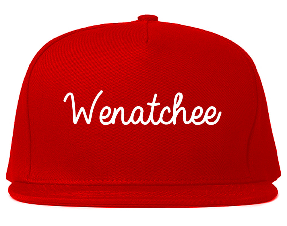 Wenatchee Washington WA Script Mens Snapback Hat Red