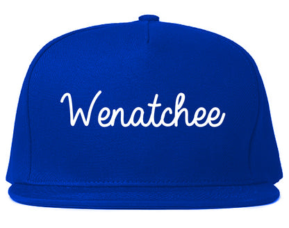 Wenatchee Washington WA Script Mens Snapback Hat Royal Blue