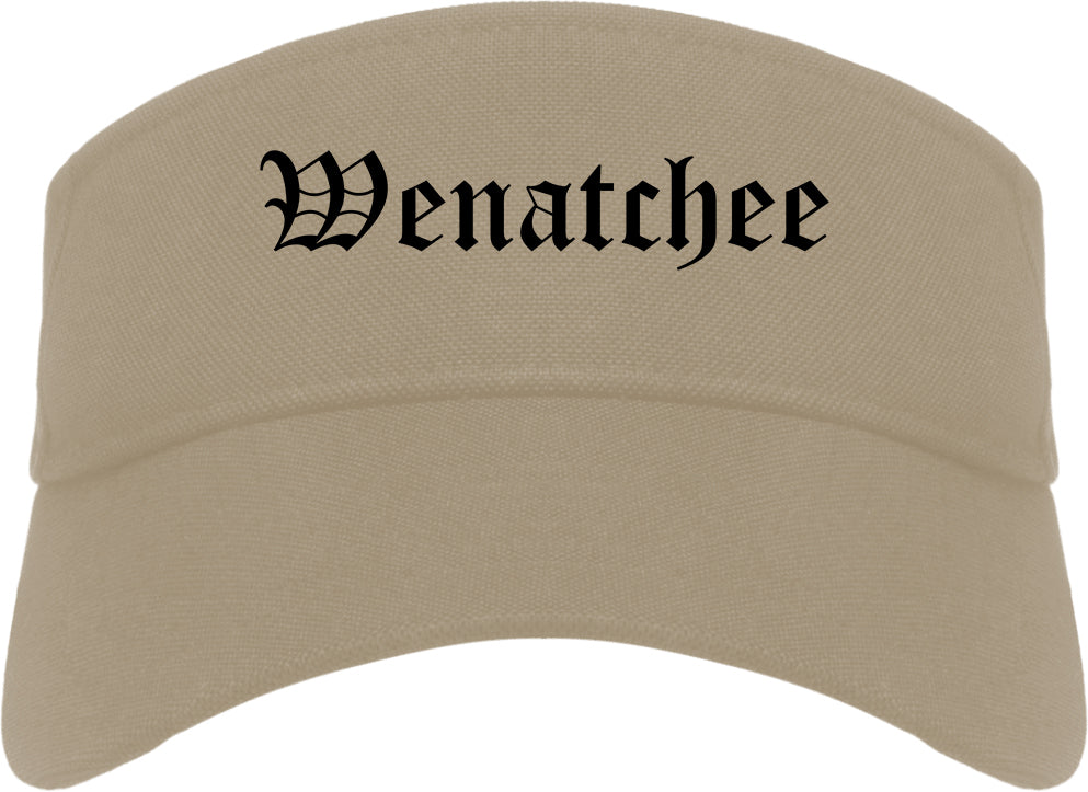 Wenatchee Washington WA Old English Mens Visor Cap Hat Khaki