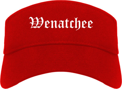 Wenatchee Washington WA Old English Mens Visor Cap Hat Red