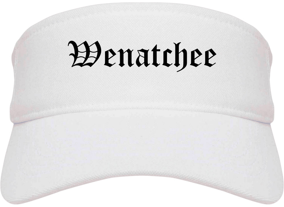 Wenatchee Washington WA Old English Mens Visor Cap Hat White