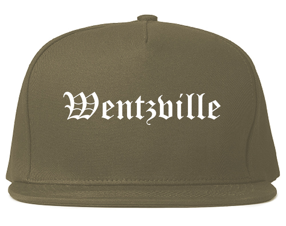 Wentzville Missouri MO Old English Mens Snapback Hat Grey