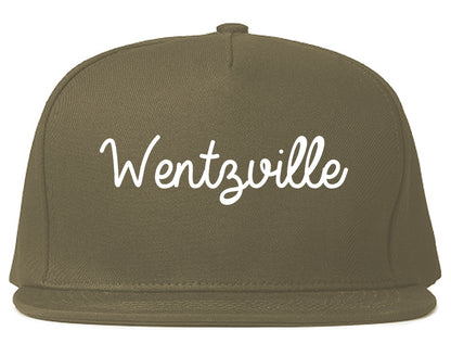 Wentzville Missouri MO Script Mens Snapback Hat Grey