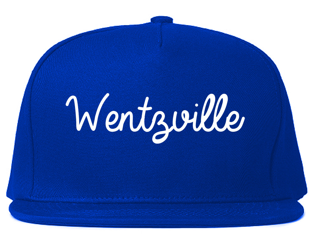 Wentzville Missouri MO Script Mens Snapback Hat Royal Blue