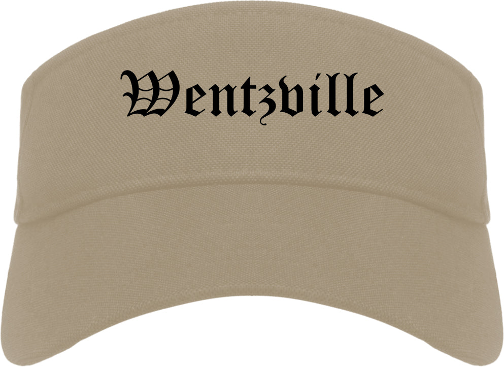 Wentzville Missouri MO Old English Mens Visor Cap Hat Khaki