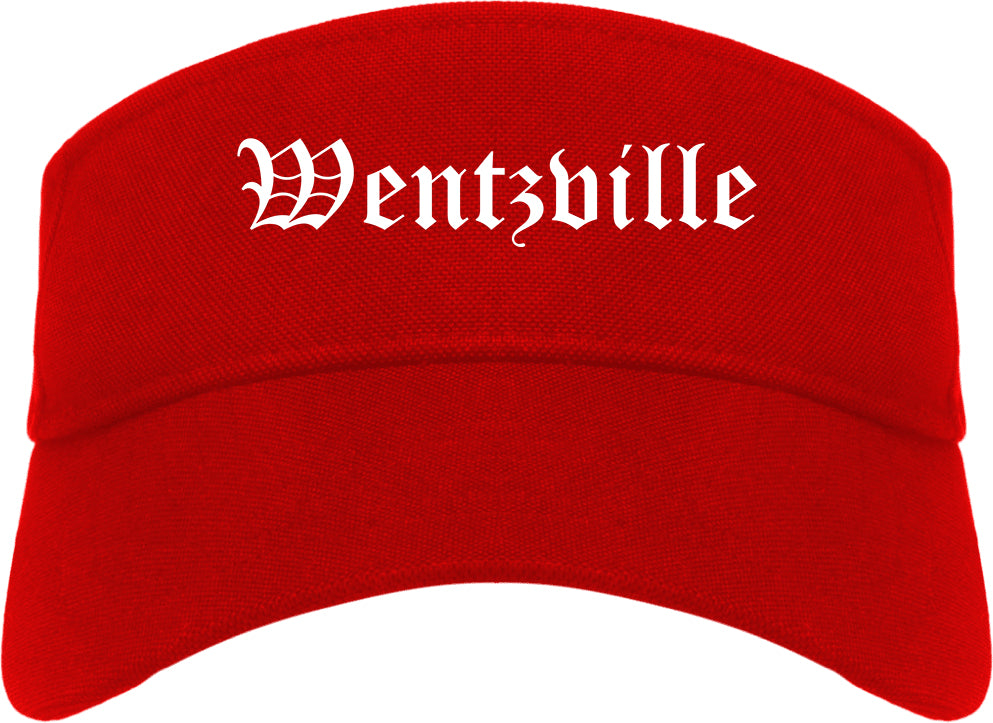 Wentzville Missouri MO Old English Mens Visor Cap Hat Red