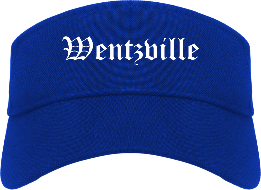 Wentzville Missouri MO Old English Mens Visor Cap Hat Royal Blue
