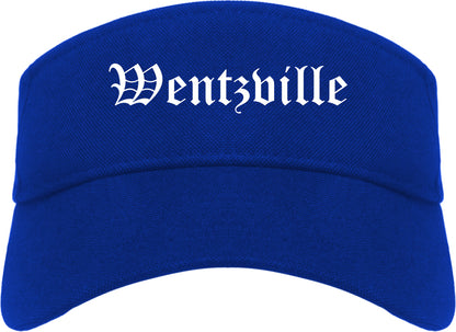 Wentzville Missouri MO Old English Mens Visor Cap Hat Royal Blue