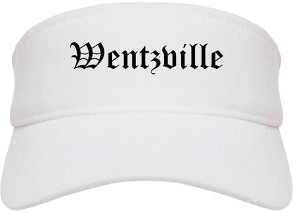 Wentzville Missouri MO Old English Mens Visor Cap Hat White
