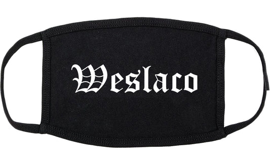 Weslaco Texas TX Old English Cotton Face Mask Black