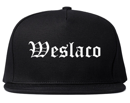 Weslaco Texas TX Old English Mens Snapback Hat Black