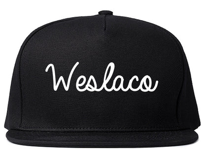 Weslaco Texas TX Script Mens Snapback Hat Black