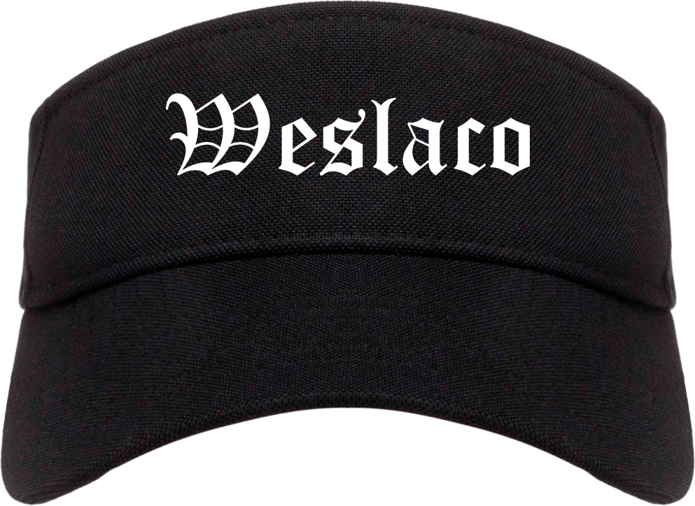 Weslaco Texas TX Old English Mens Visor Cap Hat Black